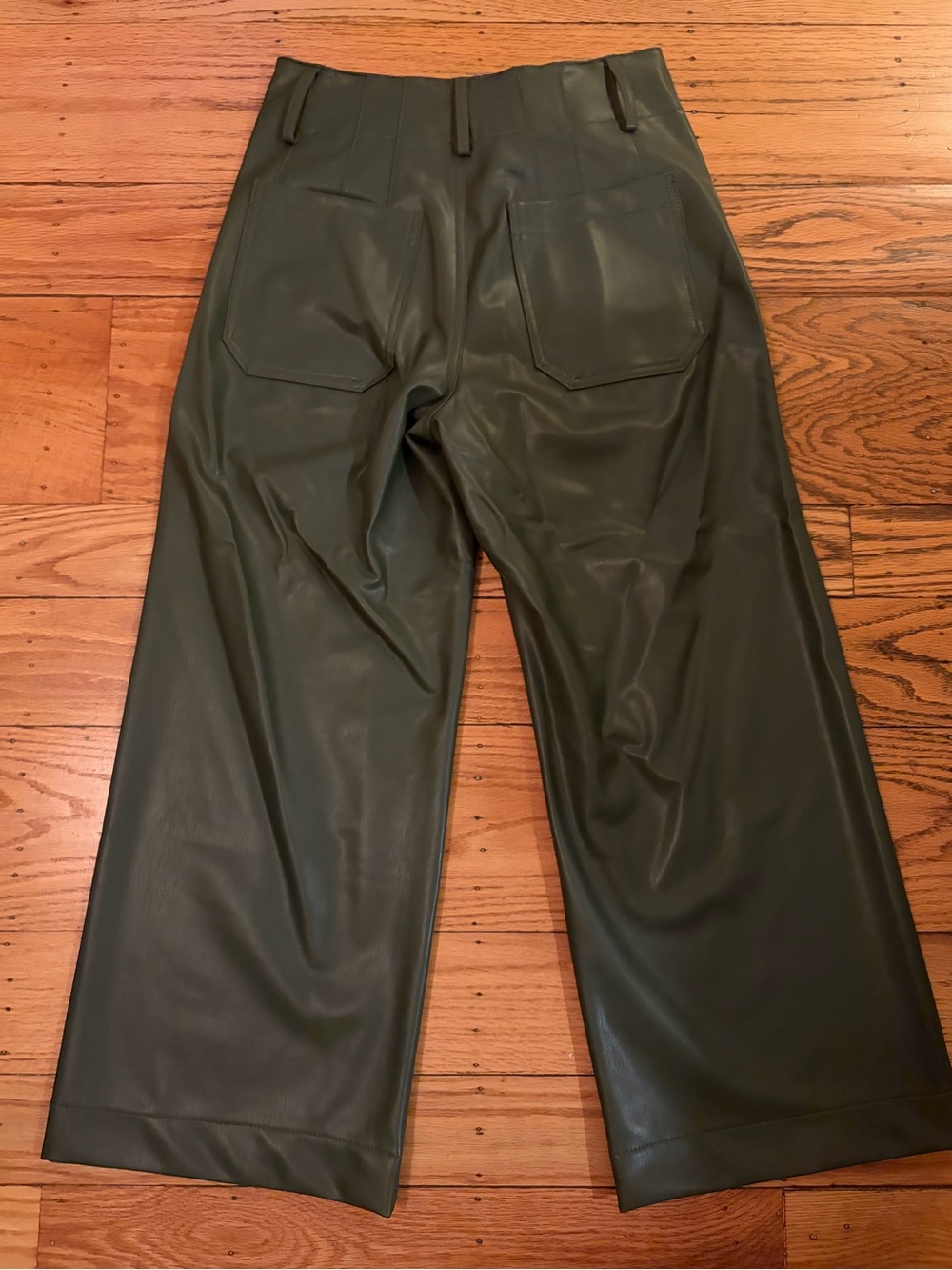 Wide Leg Faux Leather Pant Dark Green. Maeve the Collette from Anthropologie - Picture 6 of 6